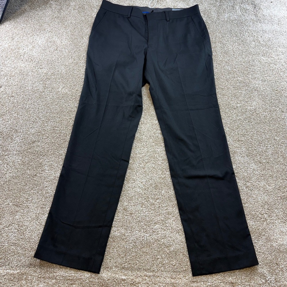 Kenneth Cole Reaction Mens Techni-Cole Black Dress Pants 32W 30L Stretch Slacks